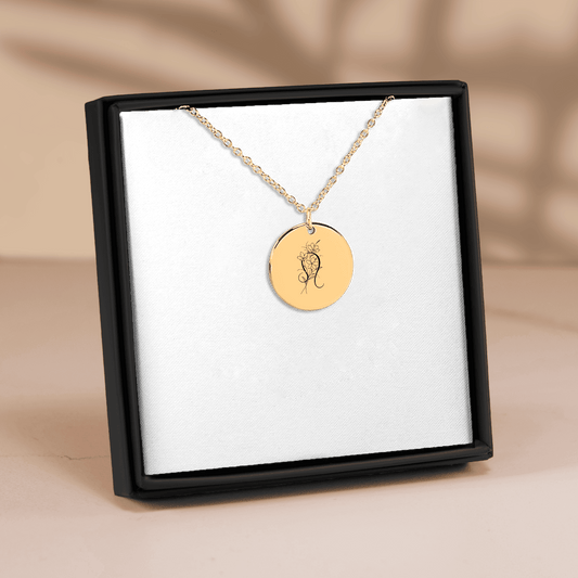 Leo Floral Zodiac Sign Coin Necklace