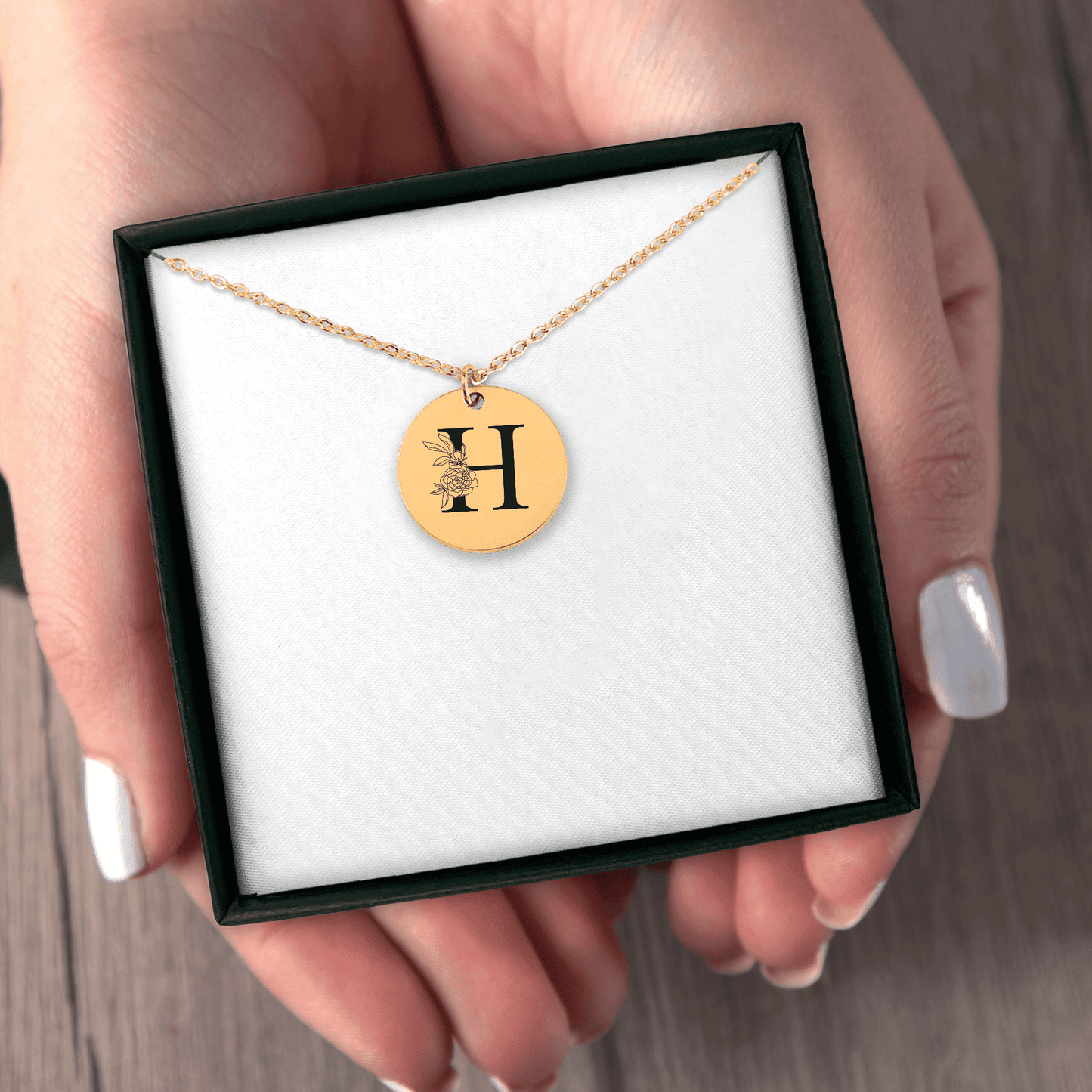 Floral Initial Necklace – H