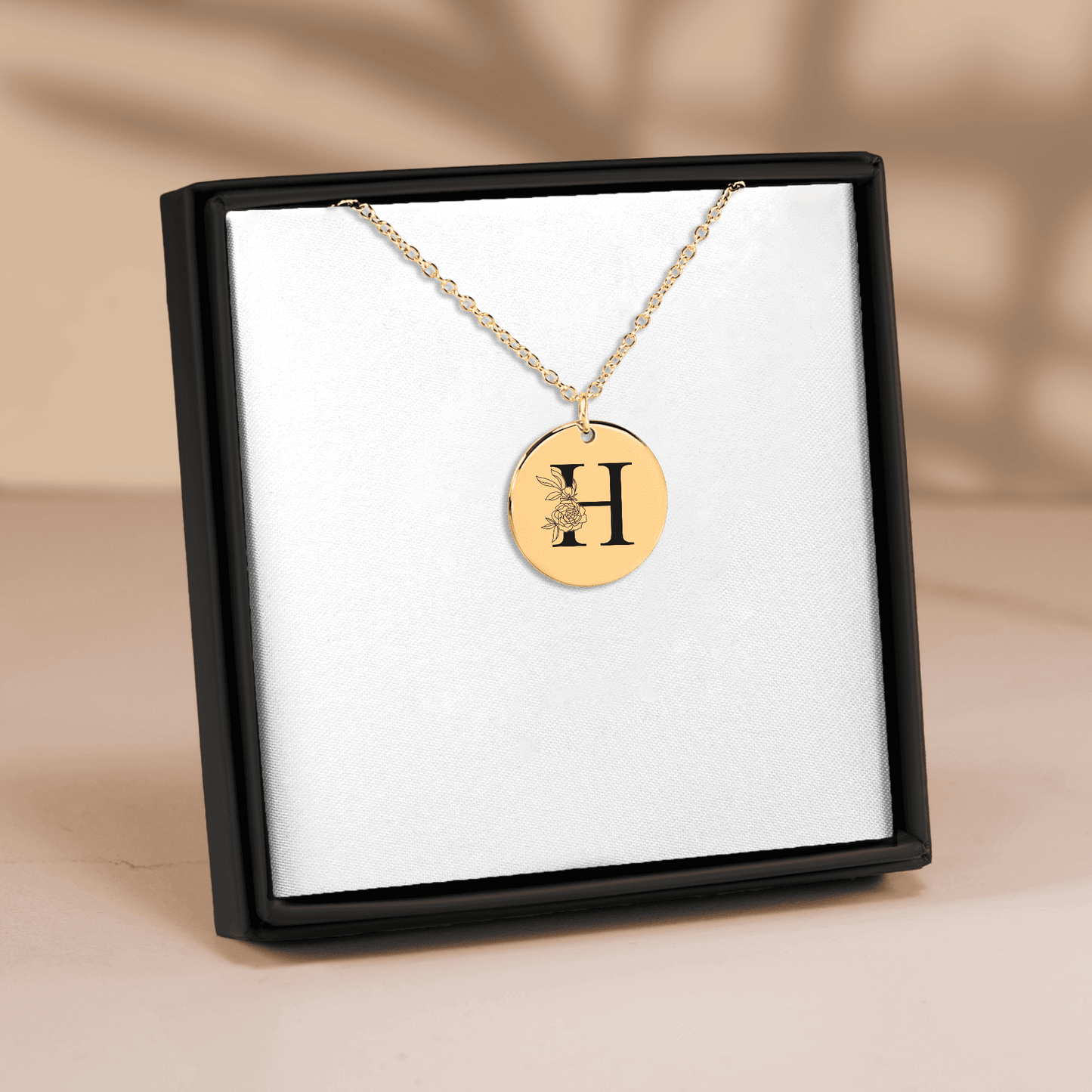 Floral Initial Necklace – H