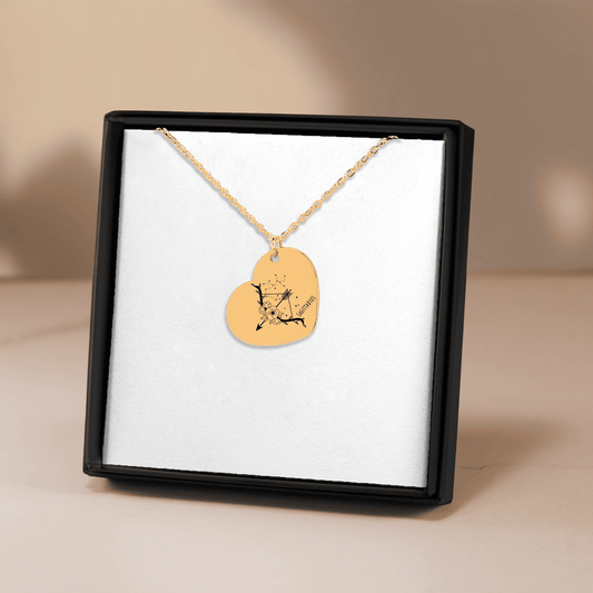 Sagittarius Zodiac Sign Heart Necklace