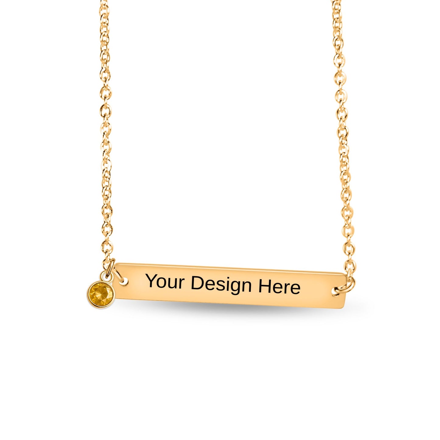 Horizontal Bar Necklace with Birthstone