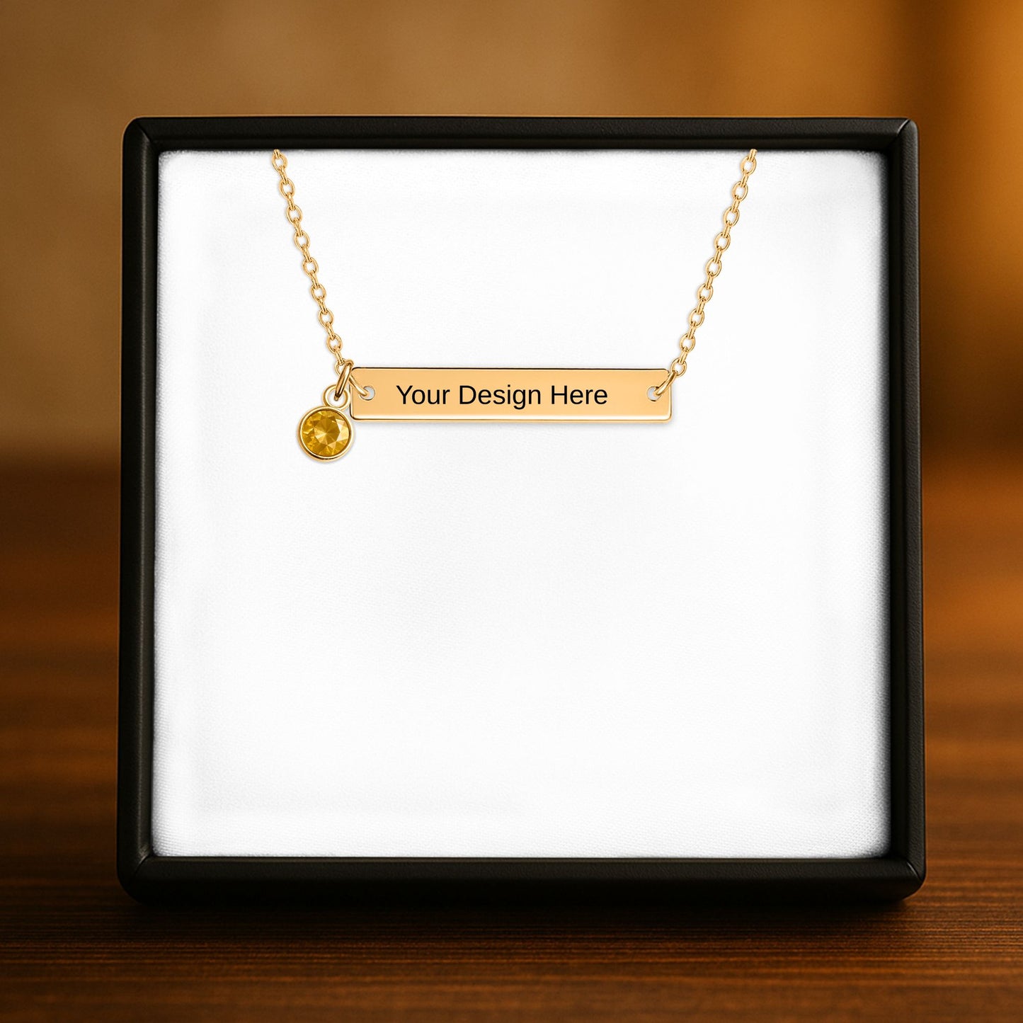 Horizontal Bar Necklace with Birthstone