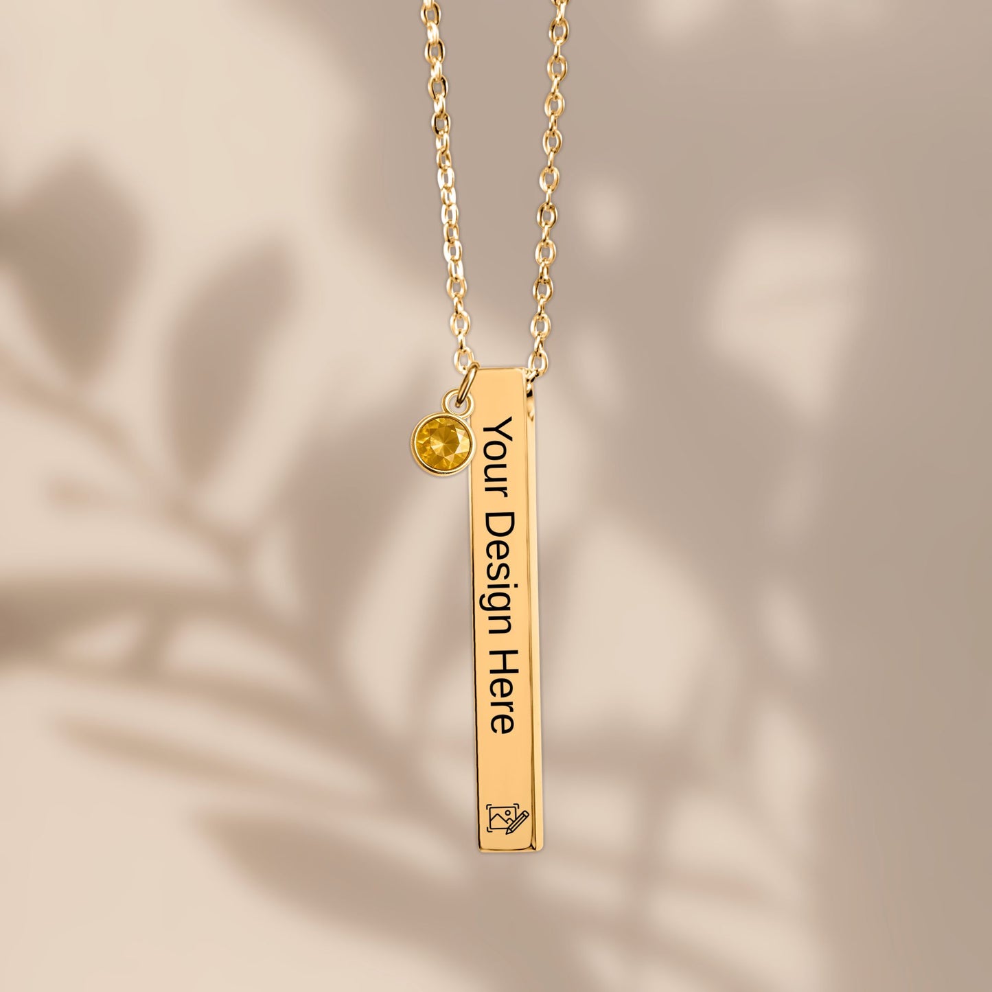 3D Bar Necklace with Birthstone