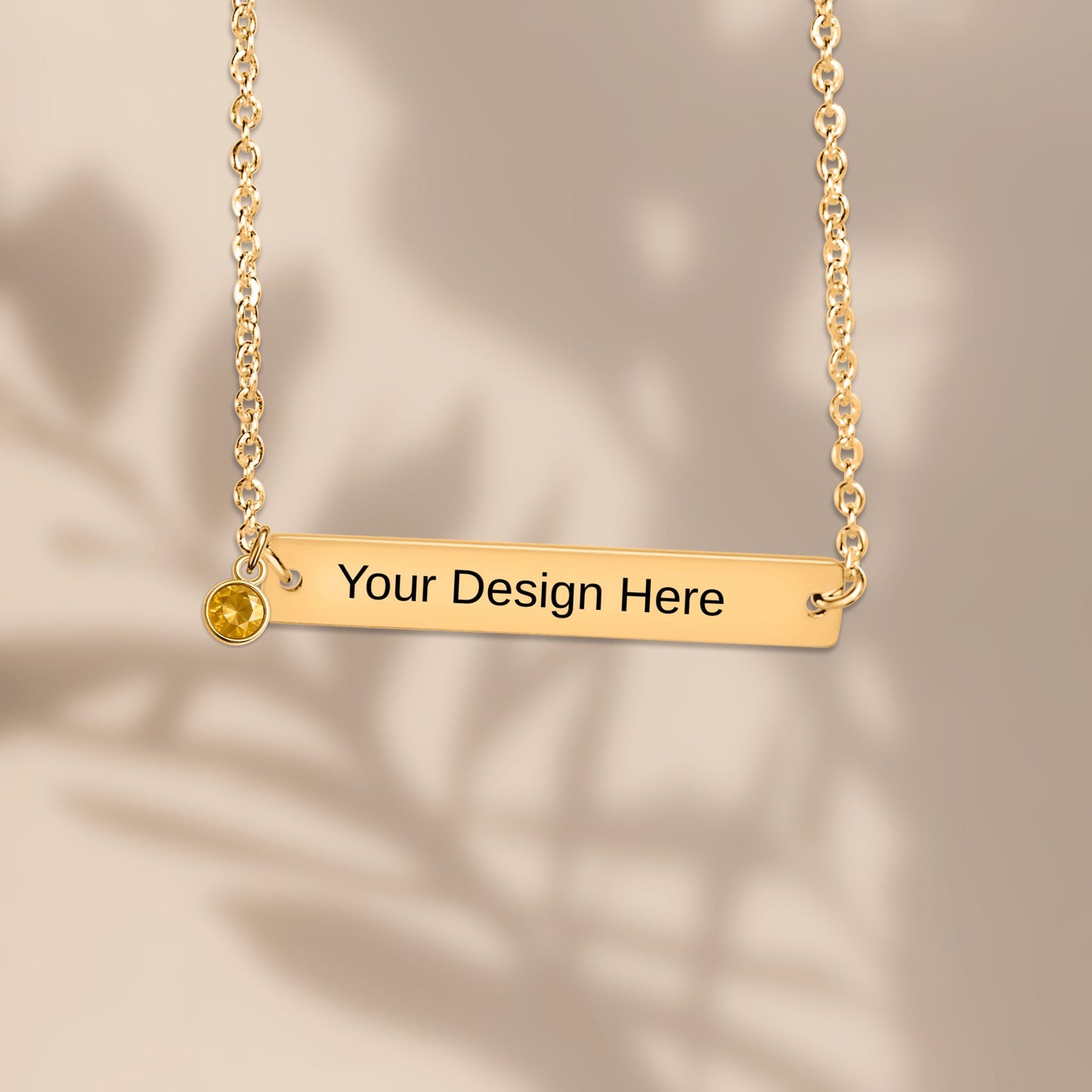 Horizontal Bar Necklace with Birthstone