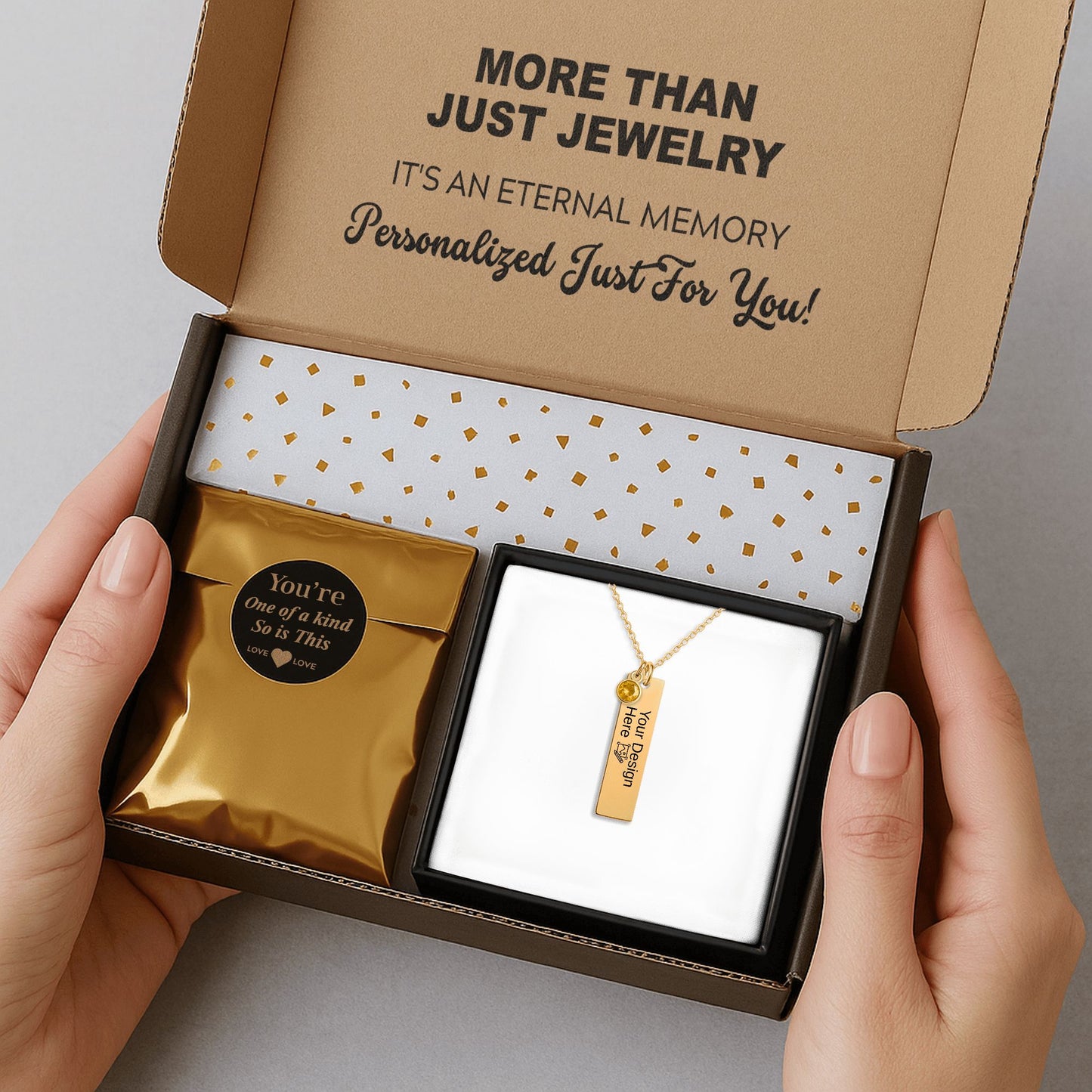 Vertical Bar Necklace with Birthstone