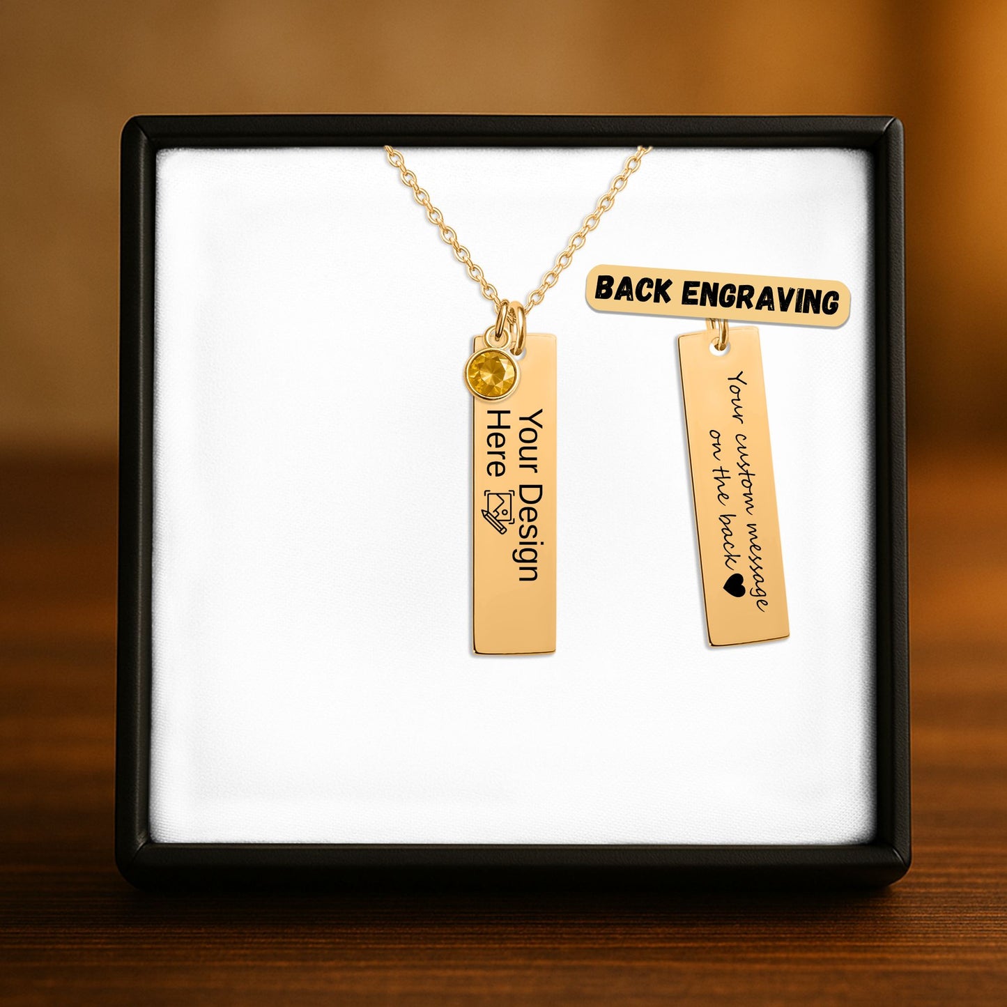 Vertical Bar Necklace with Birthstone