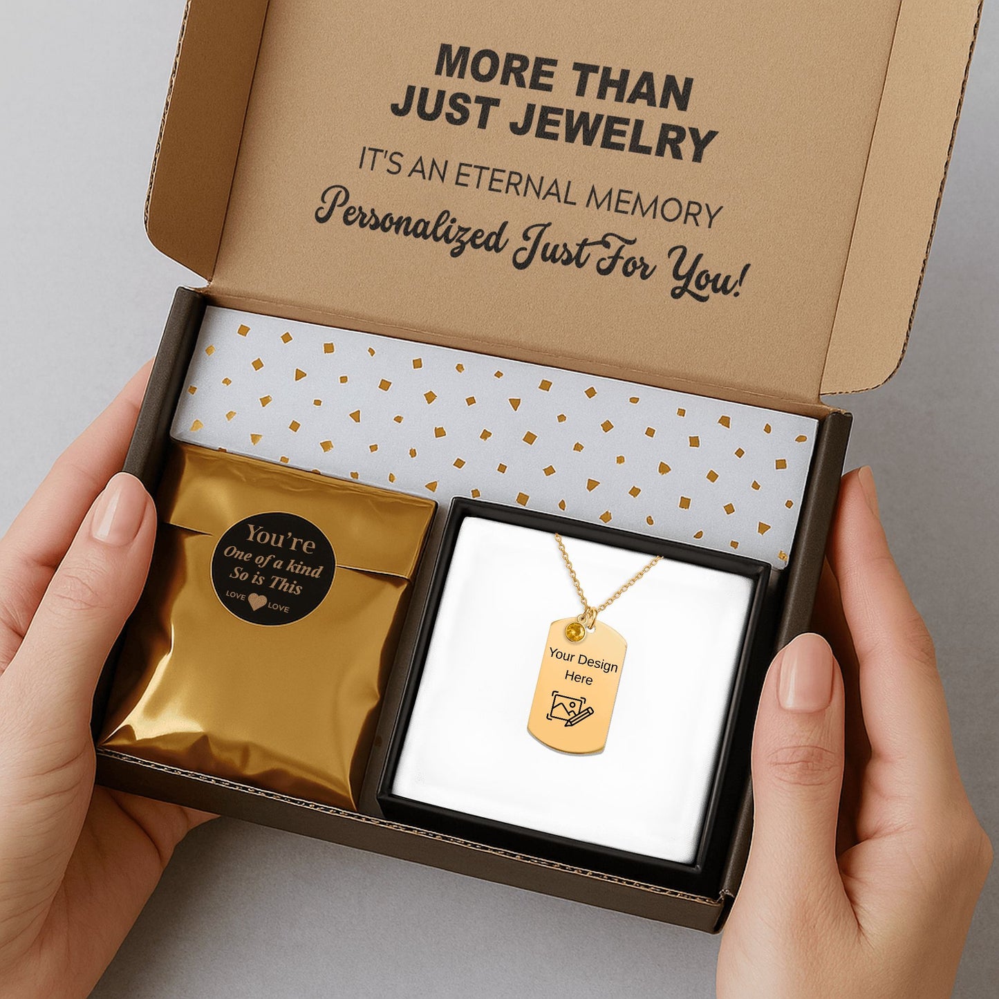 Tag Necklace with Birthstone