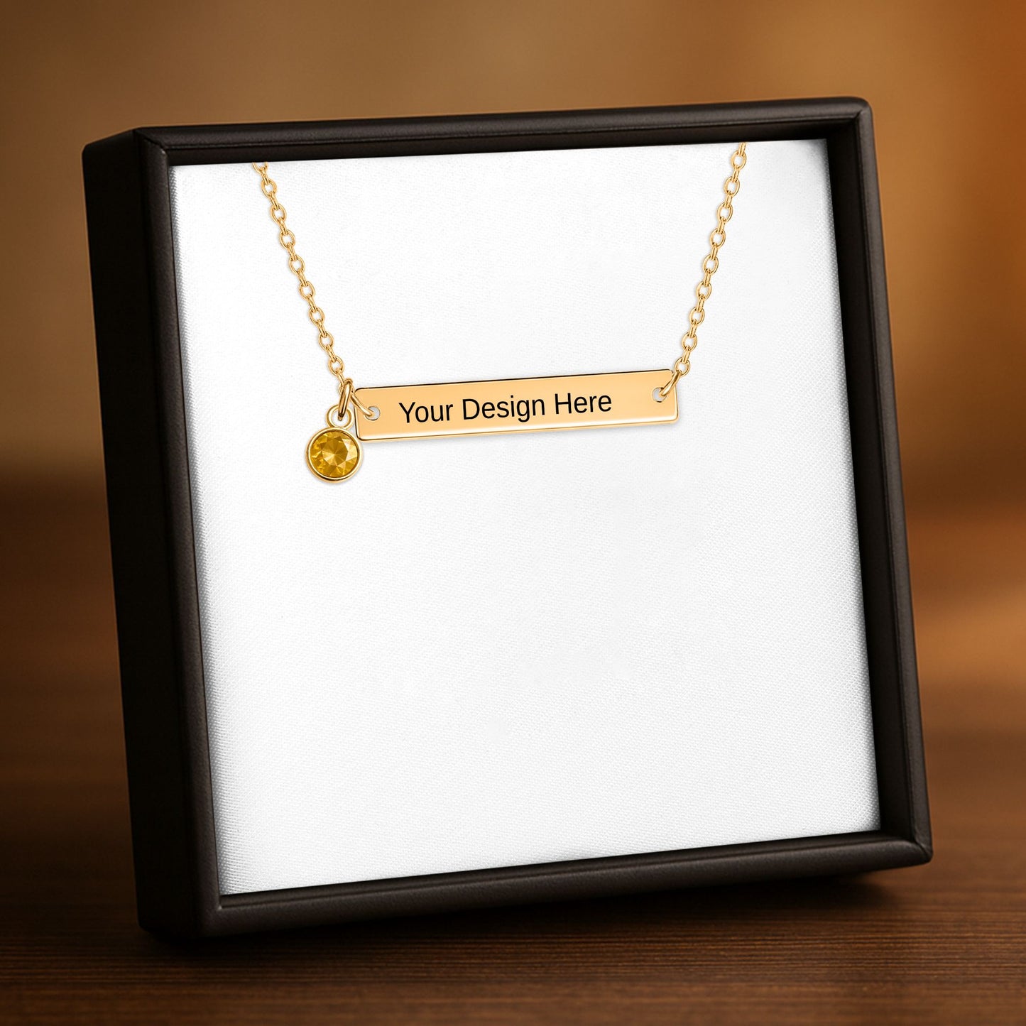 Horizontal Bar Necklace with Birthstone