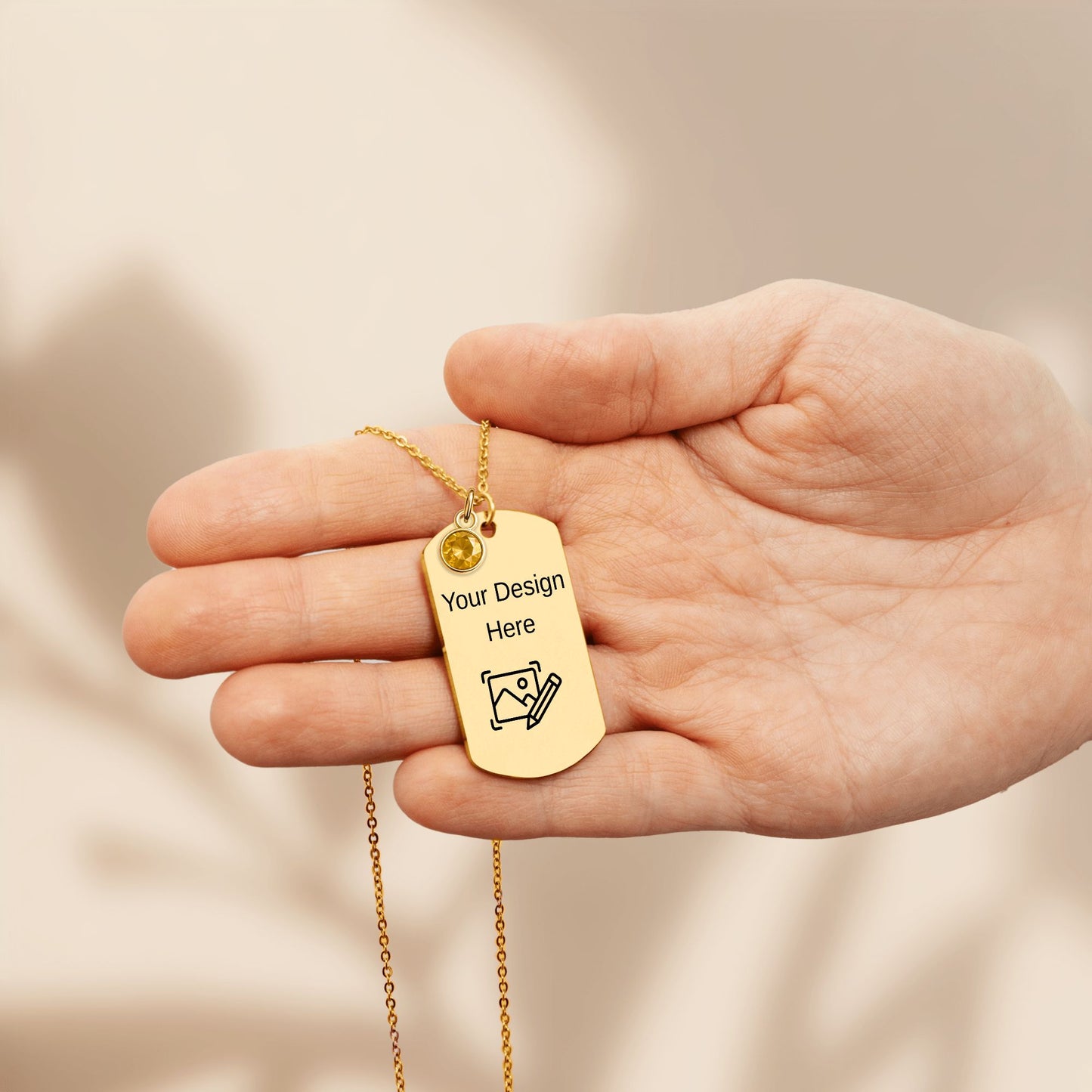 Tag Necklace with Birthstone