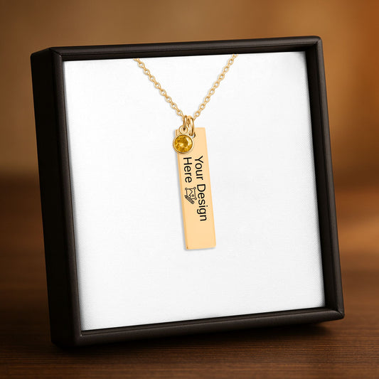 Vertical Bar Necklace with Birthstone