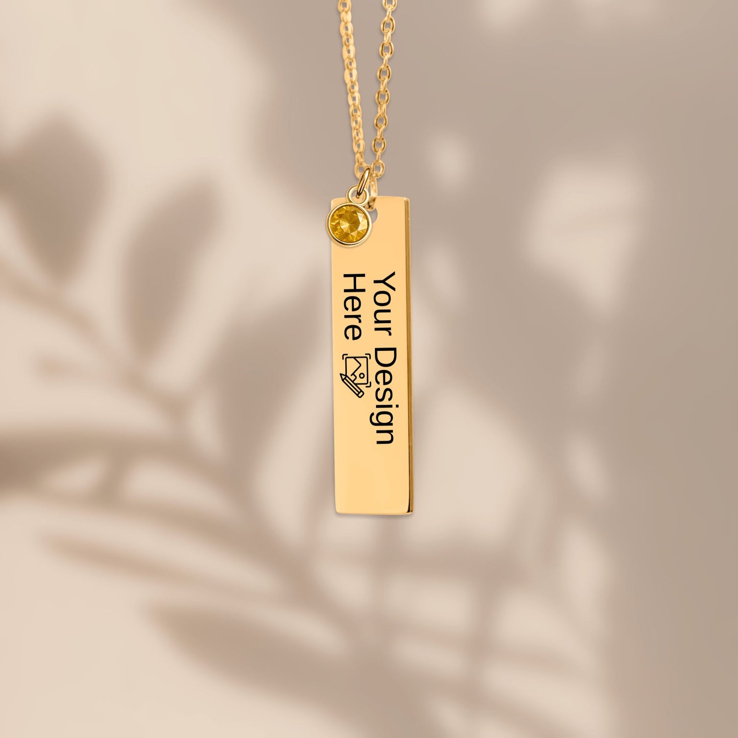 Vertical Bar Necklace with Birthstone