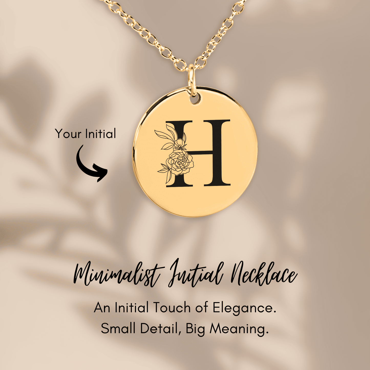 Floral Initial Necklace – H