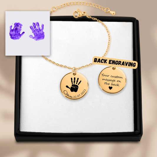 Actual Hand Print Coin Bracelet