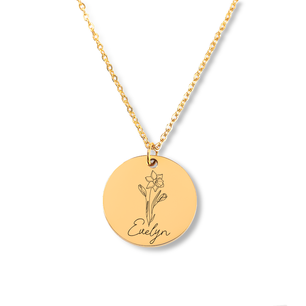 Name & Birth Flower Necklace