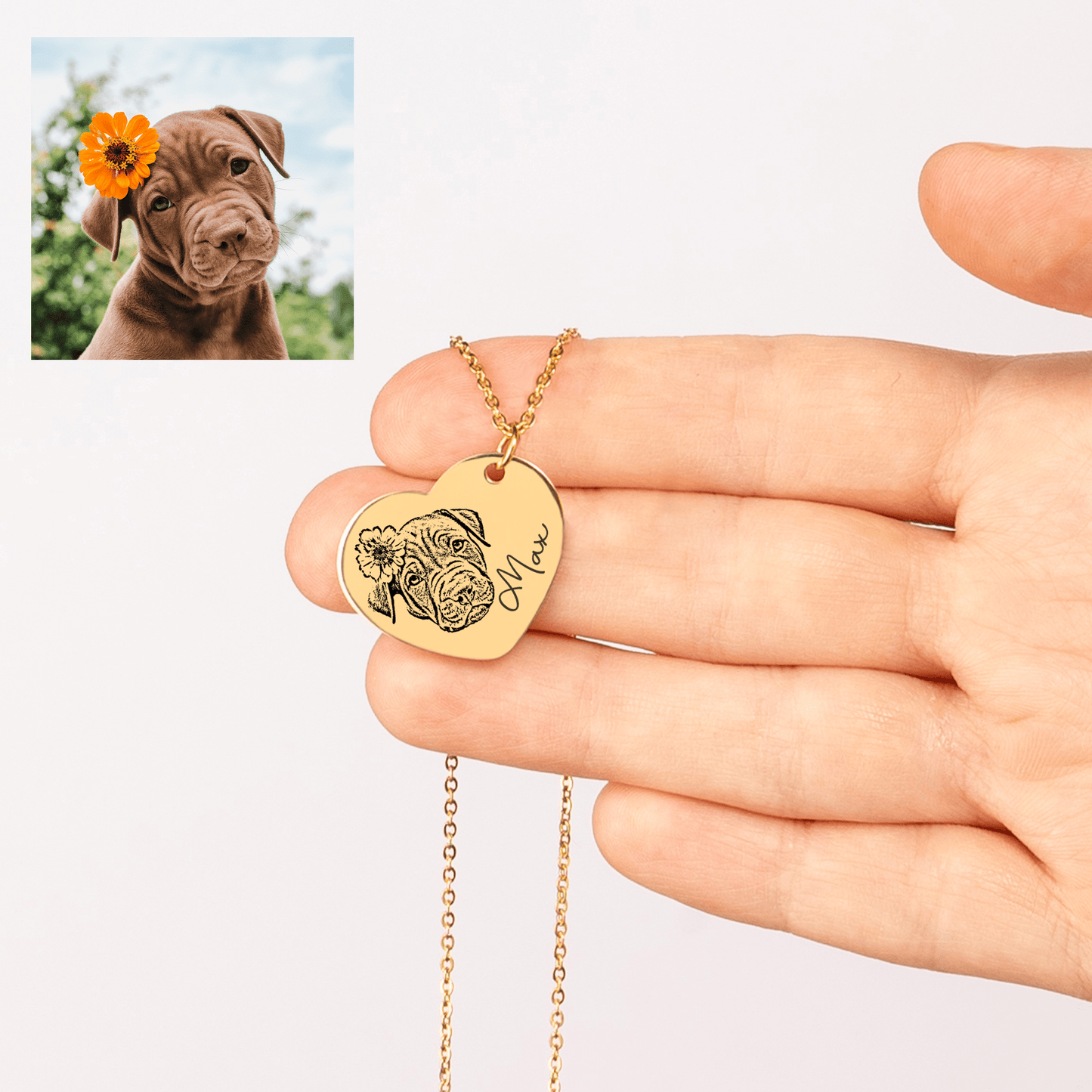 Pet Portrait Heart Necklace
